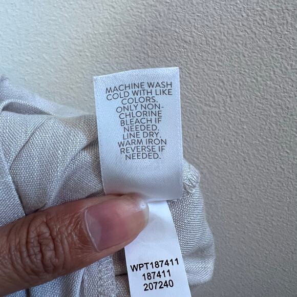 J. Jill Pant Trouser Linen Stretch Oatmeal Neutral Travel Beach Button Hem Small - Picture 7 of 8